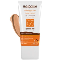 کرم ضد آفتاب فاقد چربی SPF50 هیدرودرم مناسب پوست چرب و مختلط حجم 40 میل - (رنگ کاراملی)