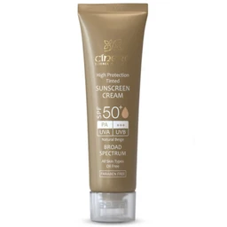 کرم ضد آفتاب رنگی +SPF50 سینره مناسب انواع پوست حجم 50 میل - بژ طبیعی