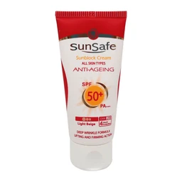 کرم ضد آفتاب و ضد چروک سان سیف SPF50 مناسب انواع پوست حجم 50 میل - بژ روشن