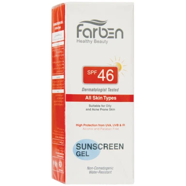 ژل ضد آفتاب SPF46 فاربن مناسب پوست های چرب و آکنه ای حجم 50 میل