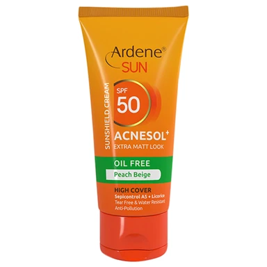 کرم ضد آفتاب رنگی آردن مدل 50 Acnesol+ SPF مناسب پوست چرب و آکنه دار حجم 50 میل - بژ هلویی