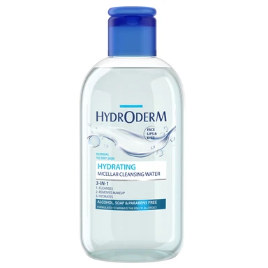میسلار واتر سه کاره هیدرودرم مدل Hydrating مناسب پوست معمولی تا خشک حجم 250 میل