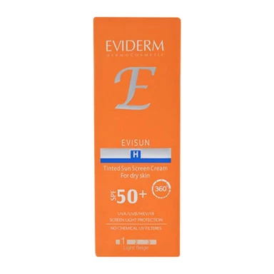 کرم ضد آفتاب SPF 50 اویدرم مدل Evisun مناسب پوست خشک حجم 40 میل - بژ متوسط