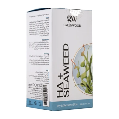 سرم آبرسان گرین وود مدل HA + Seaweed حاوی هیالورونیک اسید و جلبک دریایی حجم 30 میل