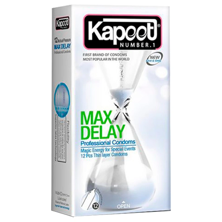 کاندوم تاخیری مدل Max Delay کاپوت بسته 12 عددی