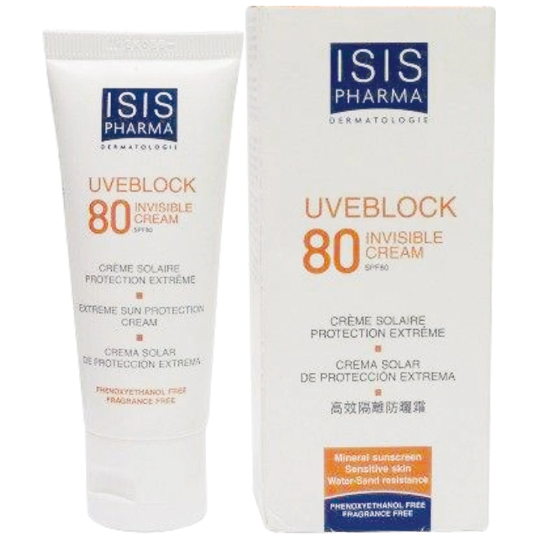کرم ضد آفتاب آیسیس فارما SPF80 مدل Uveblock مناسب پوست ‌های خشک و حساس حجم 40 میل