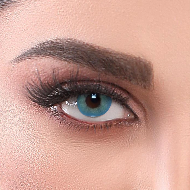 لنز چشم رنگی و طبی بدون دور آیس کالر سری سالانه رنگ سبز آبی روشن- شماره 2/5 -