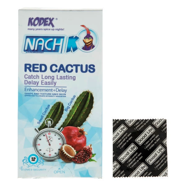 کاندوم کدکس مدل Red Cactus بسته 12 عددی به همراه کاندوم گودلایف